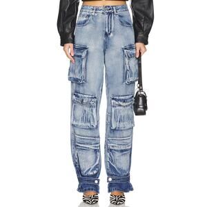 RtA Lea Blue Smoke Cargo Jeans Size 27
